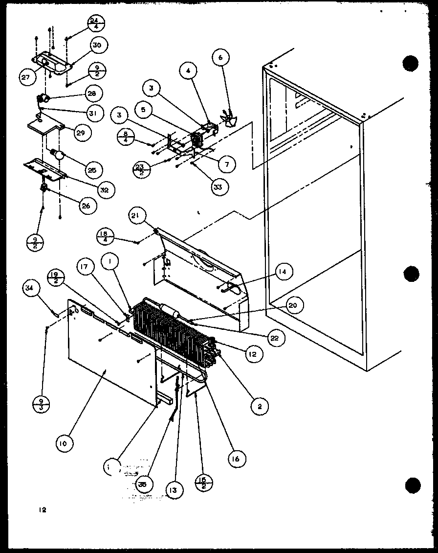 Amana TZI21Q2W-P1111714WW evaporator area diagram