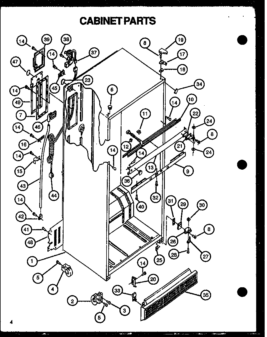 Caloric GFS209-1W00 cabinet parts diagram