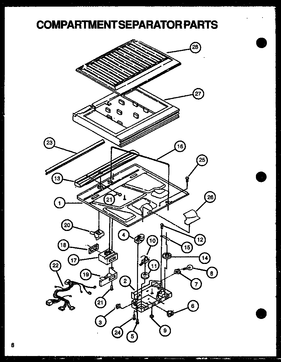 Caloric GFS209-1W00 compartment separator parts diagram