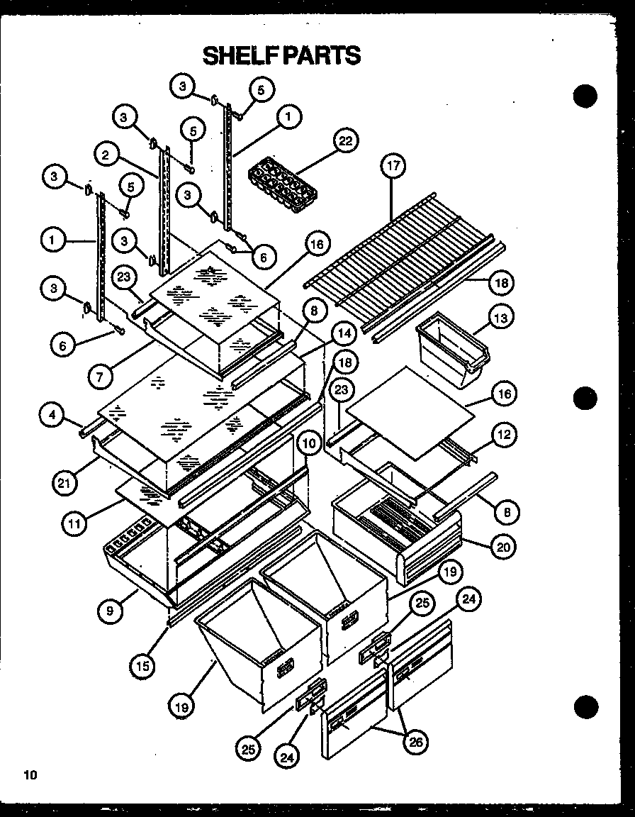 Caloric GFS209-1W00 shelf parts diagram