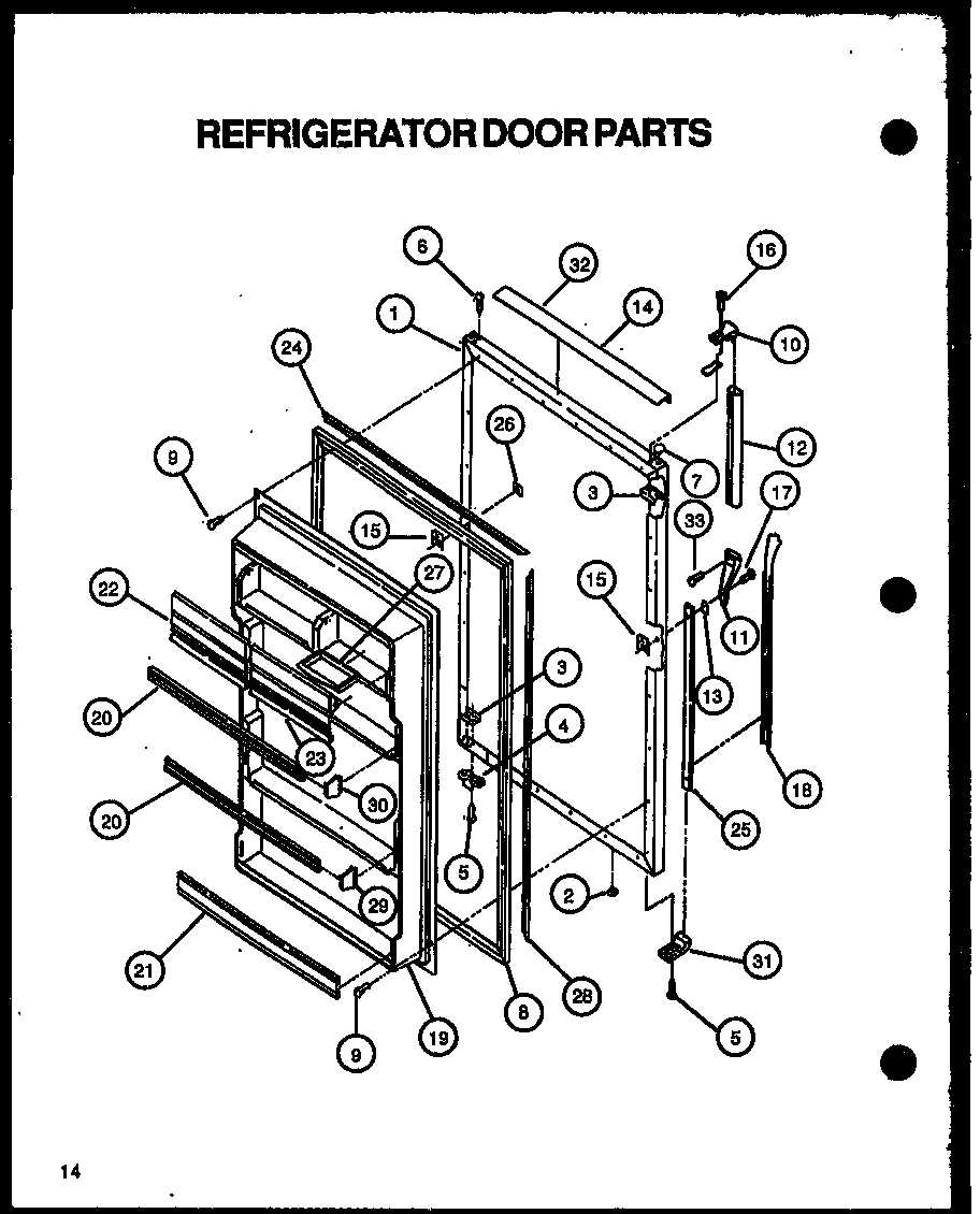 Caloric GFS209-1W00 refrigerator door parts diagram