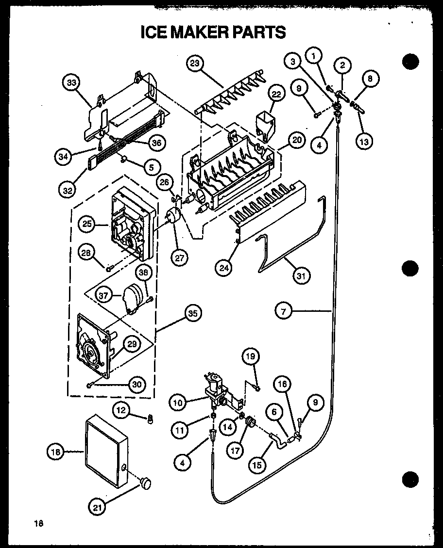 Caloric GFS209-1W00 ice maker parts diagram