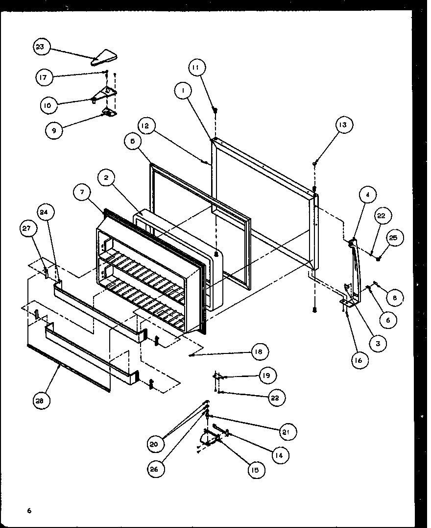 Amana TZI22RW-P1168007WW freezer door (tz21re/p1157604we) (tz21rl/p1157604wl) (tz21rg/p1157604wg) (tz21rw/p1157604ww) (tzi21rl/p1168005wl) (tzi21re/p1168005we) (tzi21rw/p1168005ww) diagram