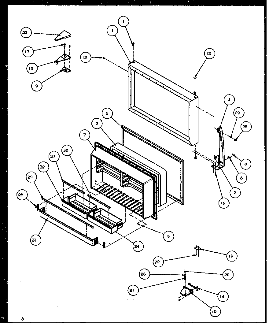 Amana TZI22RW-P1168007WW freezer door (tz19rl/p1158503wl) (tz19re/p1158503we) (tz19rw/p1158503ww) diagram