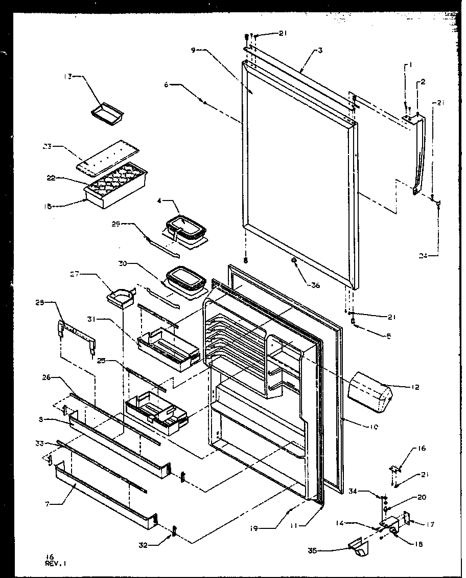 Amana TX19RW-P1158504WW fresh food door diagram