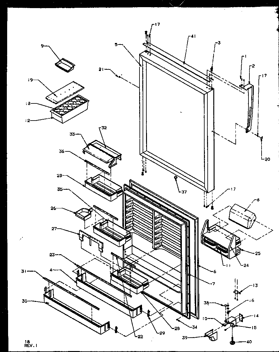 Amana TX19RW-P1158504WW fresh food door diagram