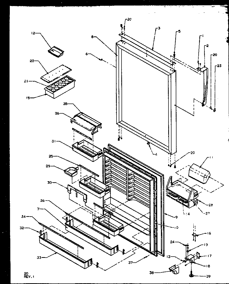 Amana TX19RW-P1158504WW fresh food door diagram