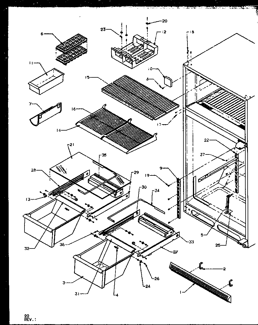 Amana TX19RW-P1158504WW shelves diagram