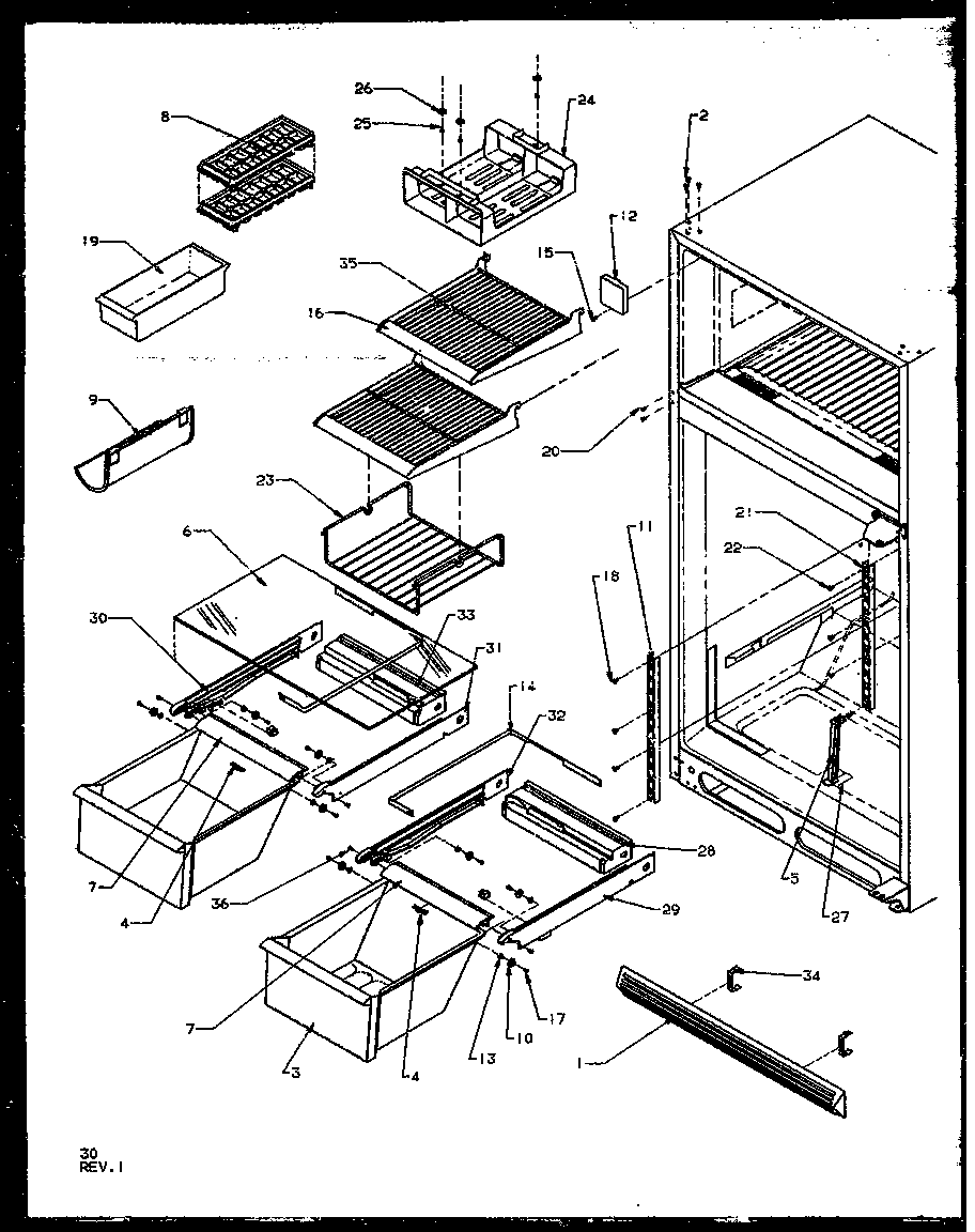 Amana TX19RW-P1158504WW shelves diagram