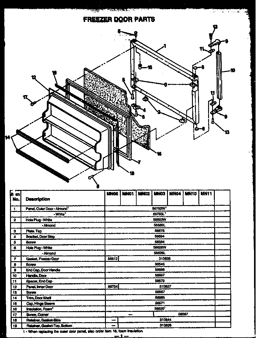 Caloric GFS187/MN11 freezer door parts (gfs187/mn00) (gfs187/mn01) (gfs187/mn02) (gfs187/mn03) (gfs187/mn04) (gfs187/mn10) (gfs187/mn11) diagram