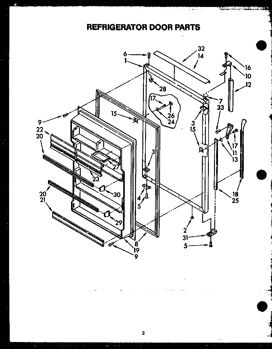 Caloric KGF-5 refrigerator door parts (gfs208) diagram