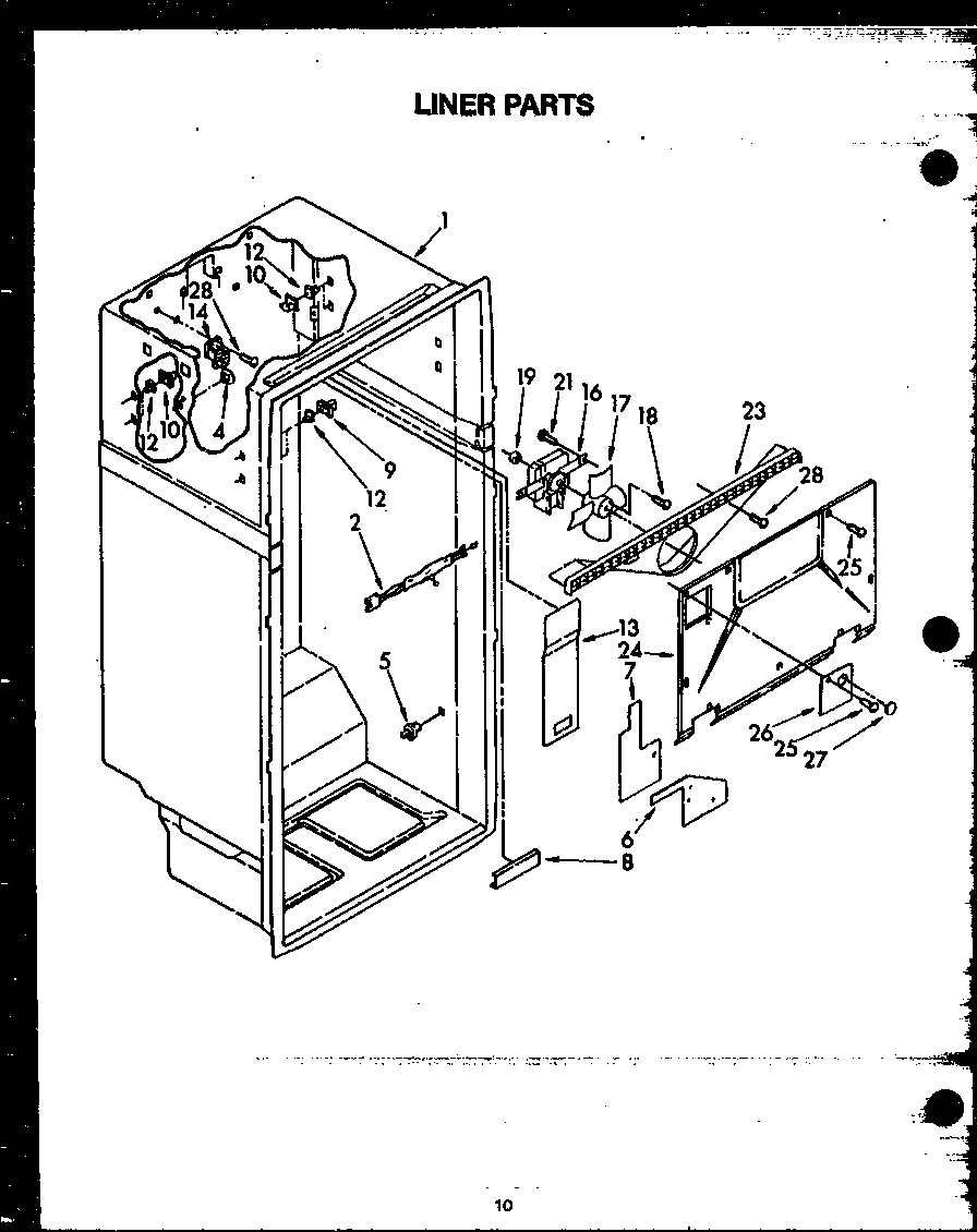 Caloric KGF-5 liner parts (gfs208) diagram