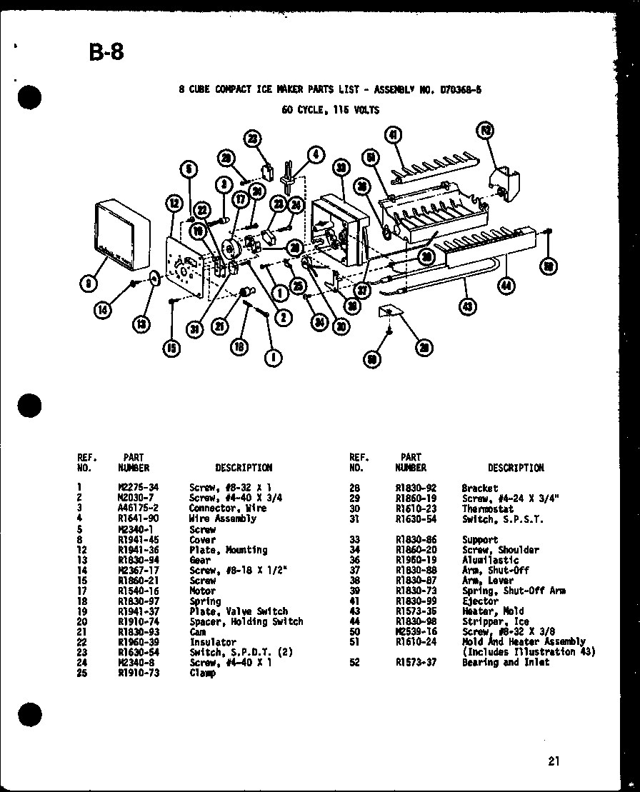 Amana TR18F-L-P75288-18WL 8 cube ice maker (ic-2/p36415-2w) diagram