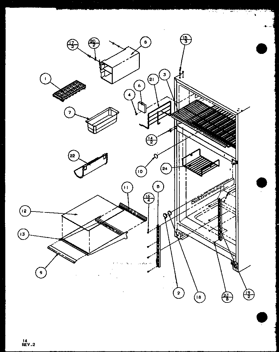 Amana TZ18Q2G-P1156103WG cabinet shelving diagram