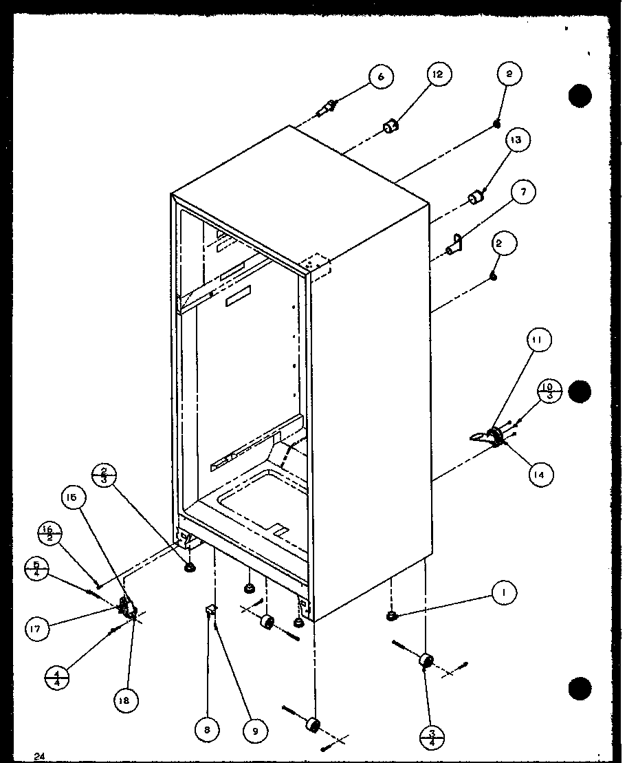Amana TZ18Q2G-P1156103WG cabinet bottom and back diagram