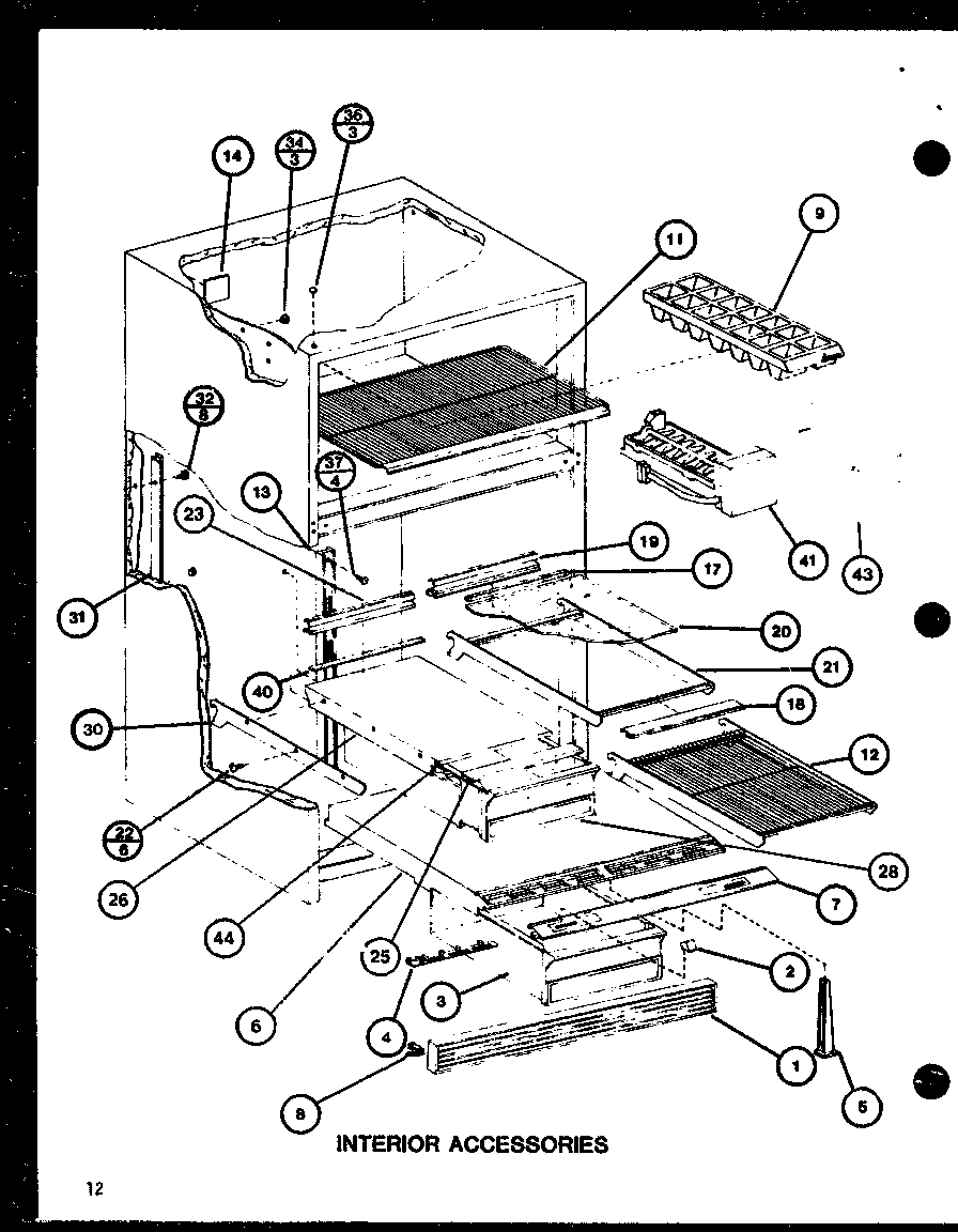 Amana TC22H-P7711035W interior accessories (trg18sph/p7711028w) (trg18sph/p7711029w) (tr18h/p7711033w) diagram