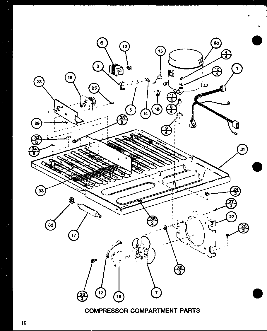 Amana TC22H-P7711035W compressor compartment parts (trg18sph/p7711028w) (trg18sph/p7711029w) (tm18h/p7711032w) (tr18h/p7711033w) diagram