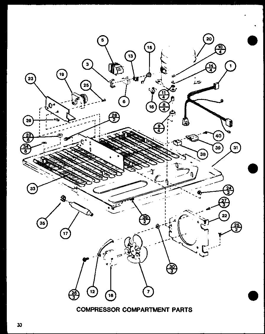 Amana TC22H-P7711035W compressor compartment parts (tmi20sph/p7711030w) (trg20sph/p7711038w) (trg20sph/p7711039w) (tmi20h/p7711031w) diagram