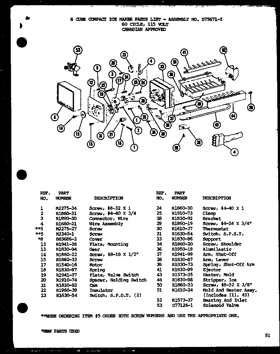 Amana TC22H-P7711035W 8 cube compact ice maker (cic-4h/p76213-6w) diagram