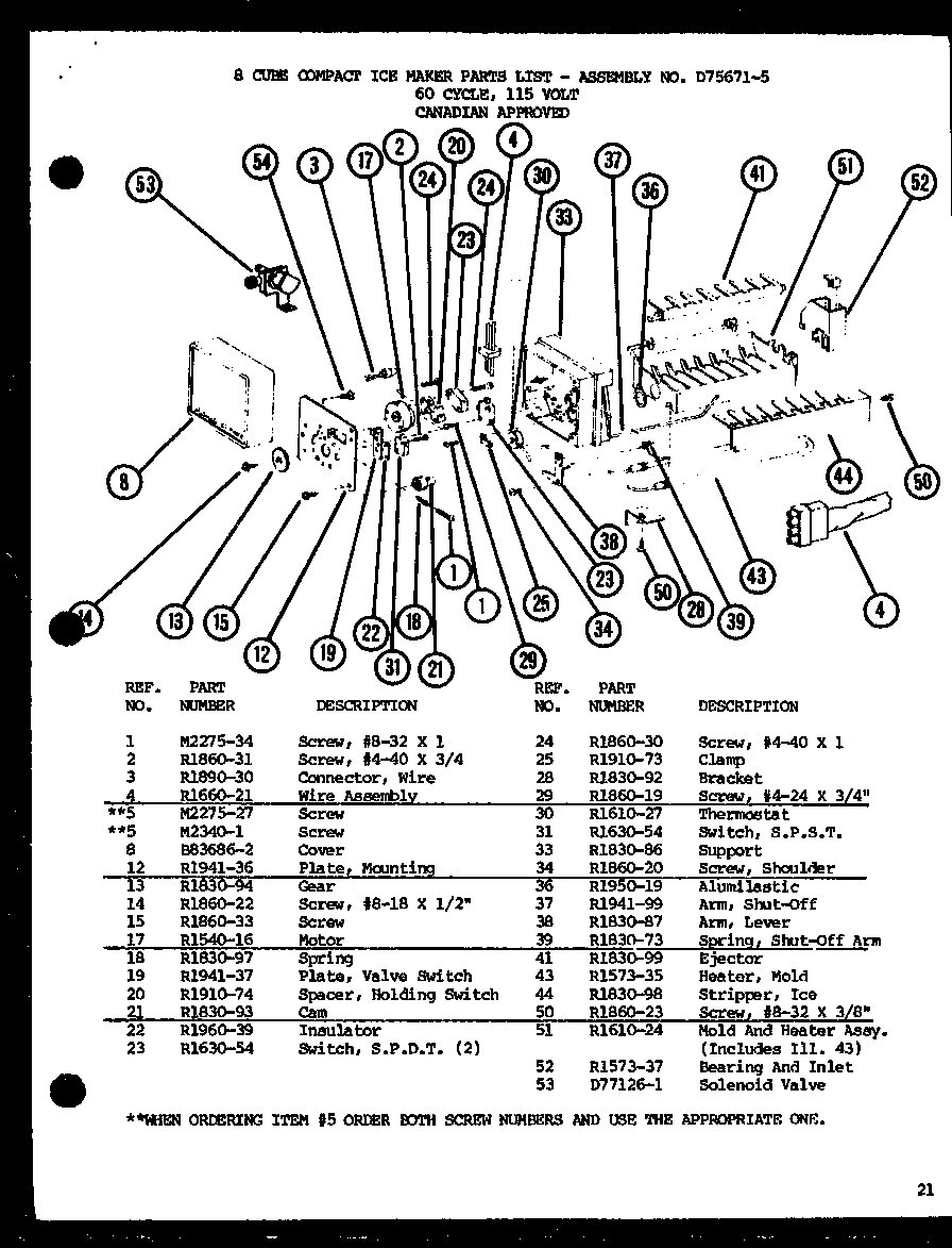 Amana TC18H-P7711037W 8 cube compact ice maker (cic-4h/p76213-6w) diagram