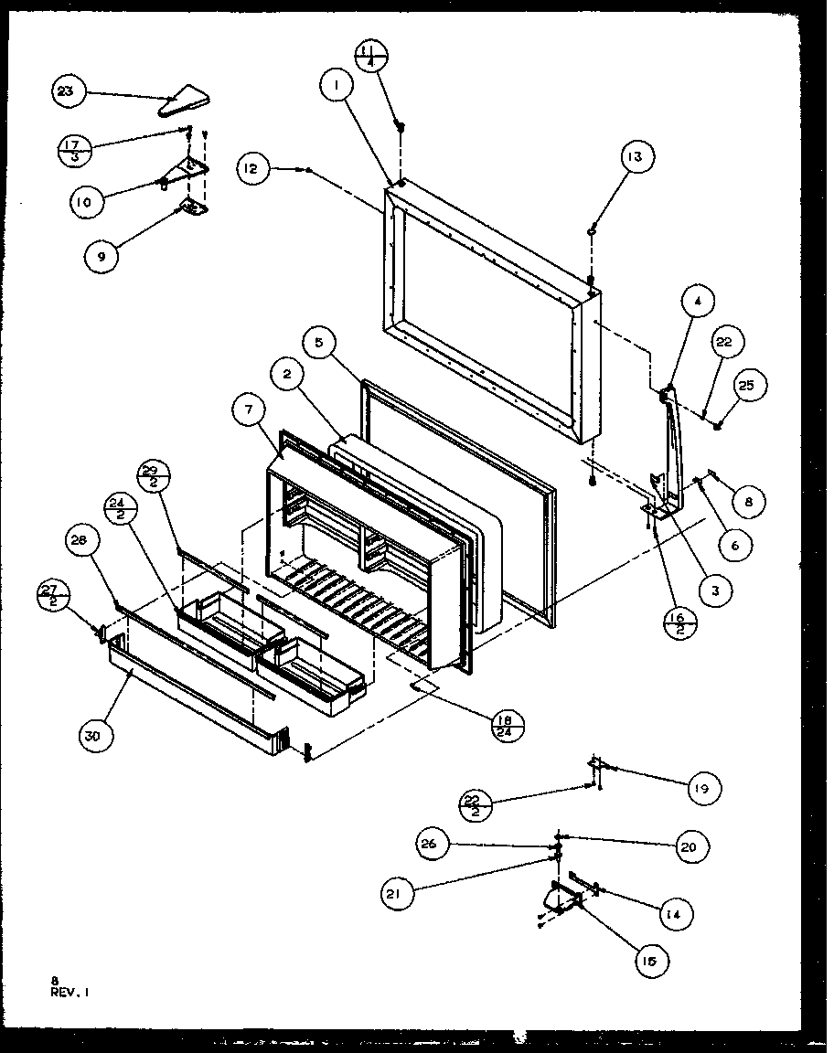 Amana TZ21RL-P1157601WL freezer door (tz19rl/p1158501wl) (tz19re/p1158501we) (tz19rw/p1158501ww) diagram