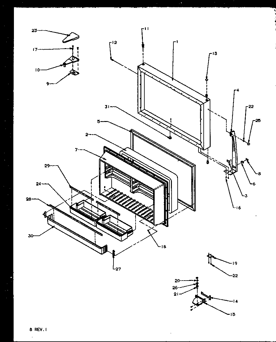 Amana TX19R2E-P1158506WE freezer door (tx19r2e/p1158506we) (tx19r2l/p1158506wl) (tx19r2w/p1158506ww) diagram
