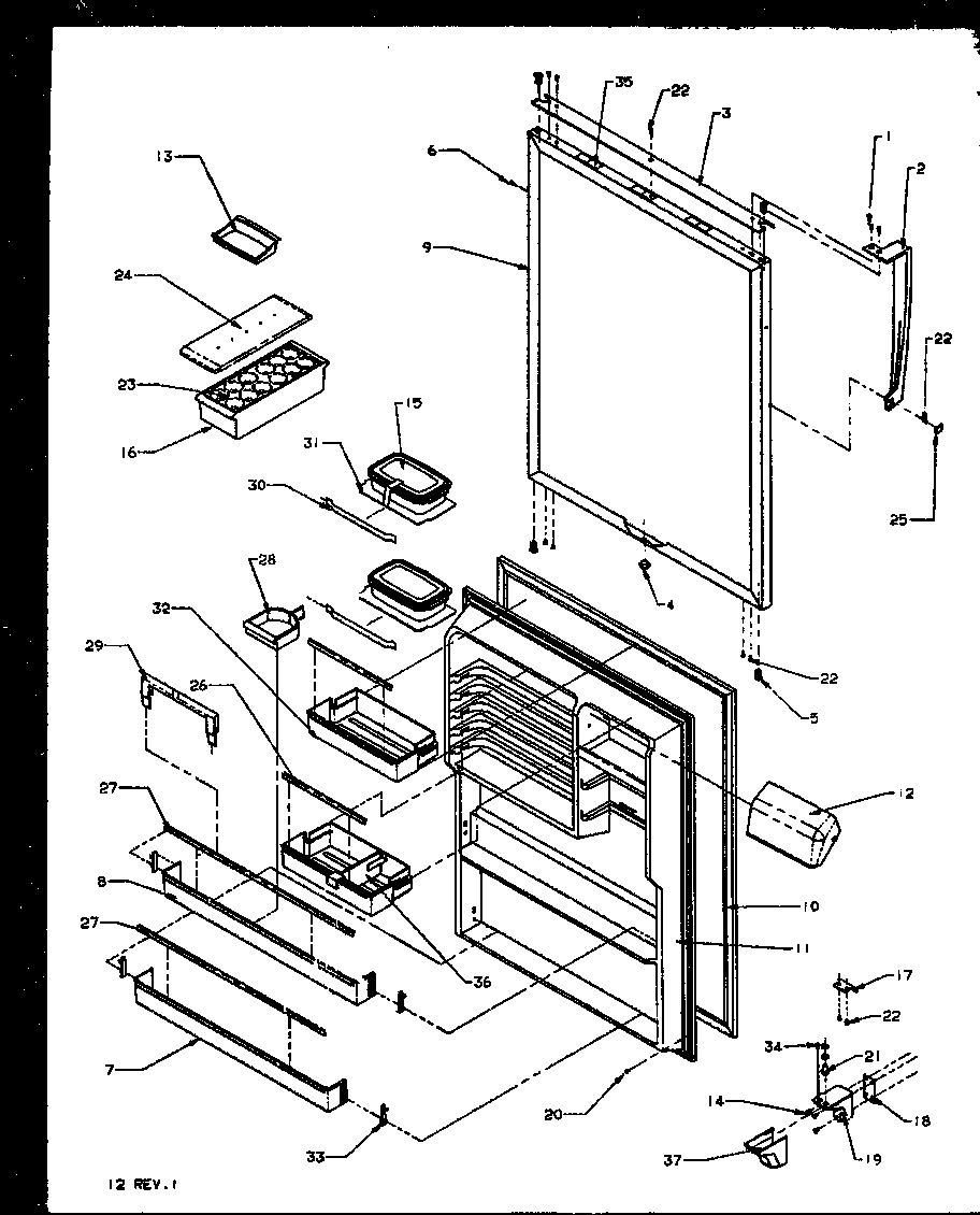 Amana TX19R2E-P1158506WE refrigerator door (ts18r2l/p1158311wl) (ts18r2g/p1158311wg) (ts18r2w/p1158311ww) (tsi18r2l/p1182102wl) (tsi18r2w/p1182102ww) (tx18r2l/p1158412wl) (tx18r2w/p1158412ww) (ts18r2l/p1158411wl) (ts18r2g/p1158411wg) (ts18r2w/p1158411ww) diagram