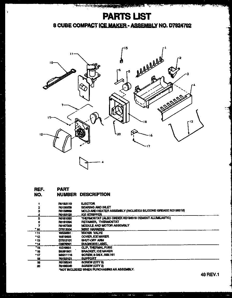 Amana TX19R2E-P1158506WE 8 cube compact ice maker diagram