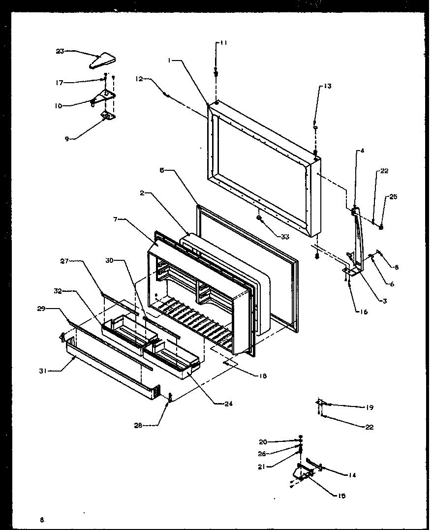 Amana TZI22R2W-P1168013WW freezer door (tz19r2l/p1158505wl) (tz19r2e/p1158505we) (tz19r2w/p1158505ww) diagram