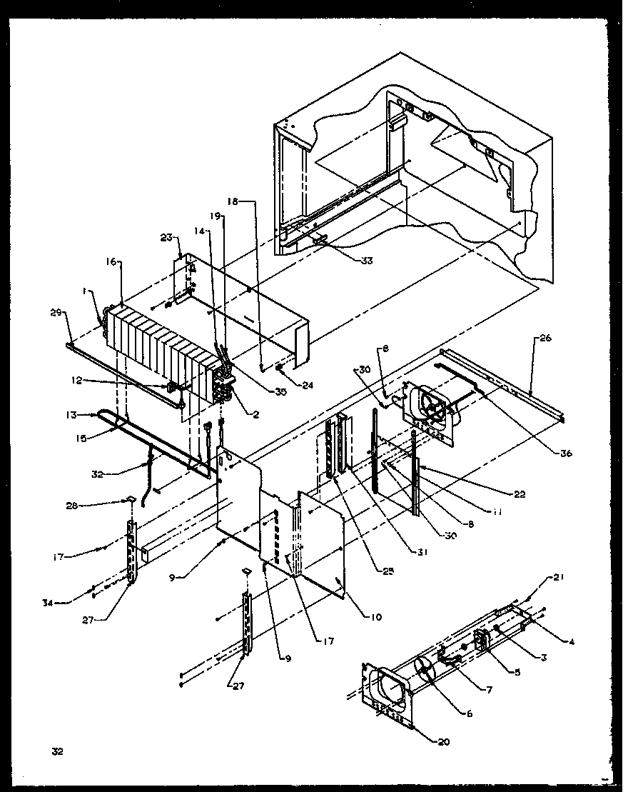 Amana TZI22R2W-P1168013WW evaporator area diagram