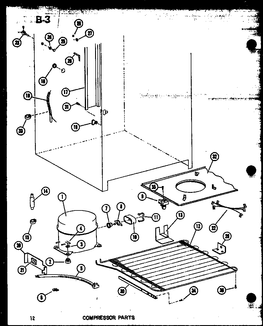 Amana ESUF14C-C/P60345-61WC compressor parts diagram