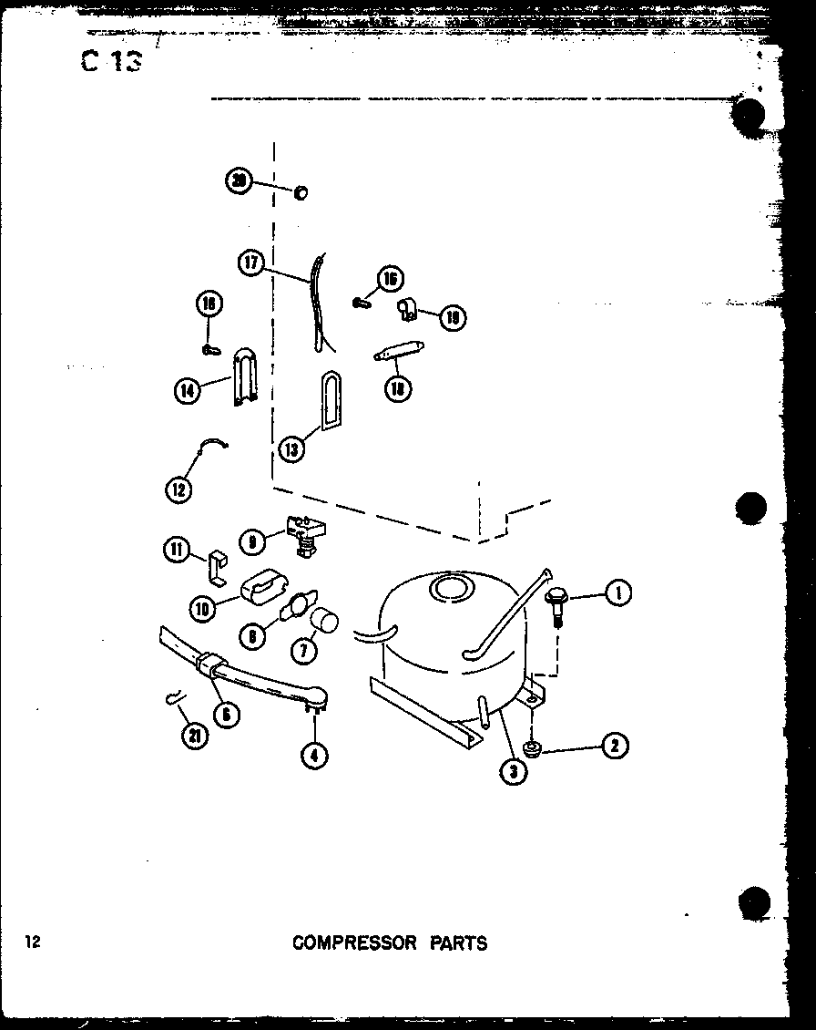 Amana U23C/P60345-73W compressor  parts diagram
