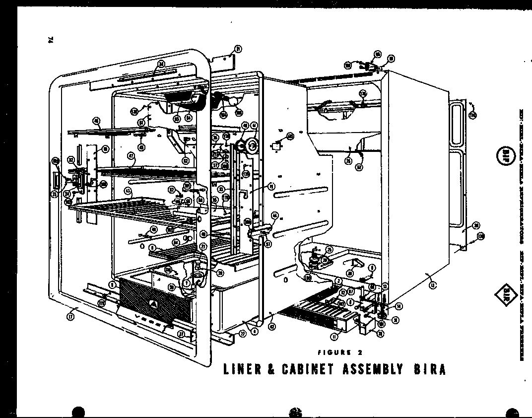 Amana BIF liner & cabinet assembly bira (i) diagram