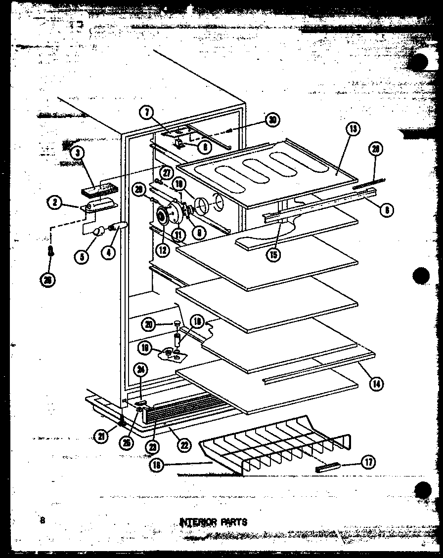 Amana ESU13B-L/P60345-46WL intrerior parts diagram