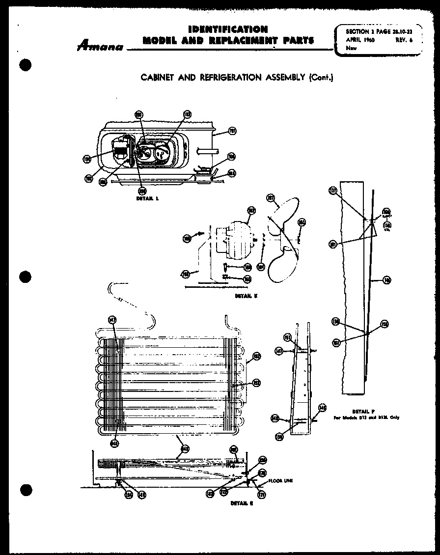 Amana 25S cabinet and refrigeration assembly (d13) (d13l) (d23) diagram