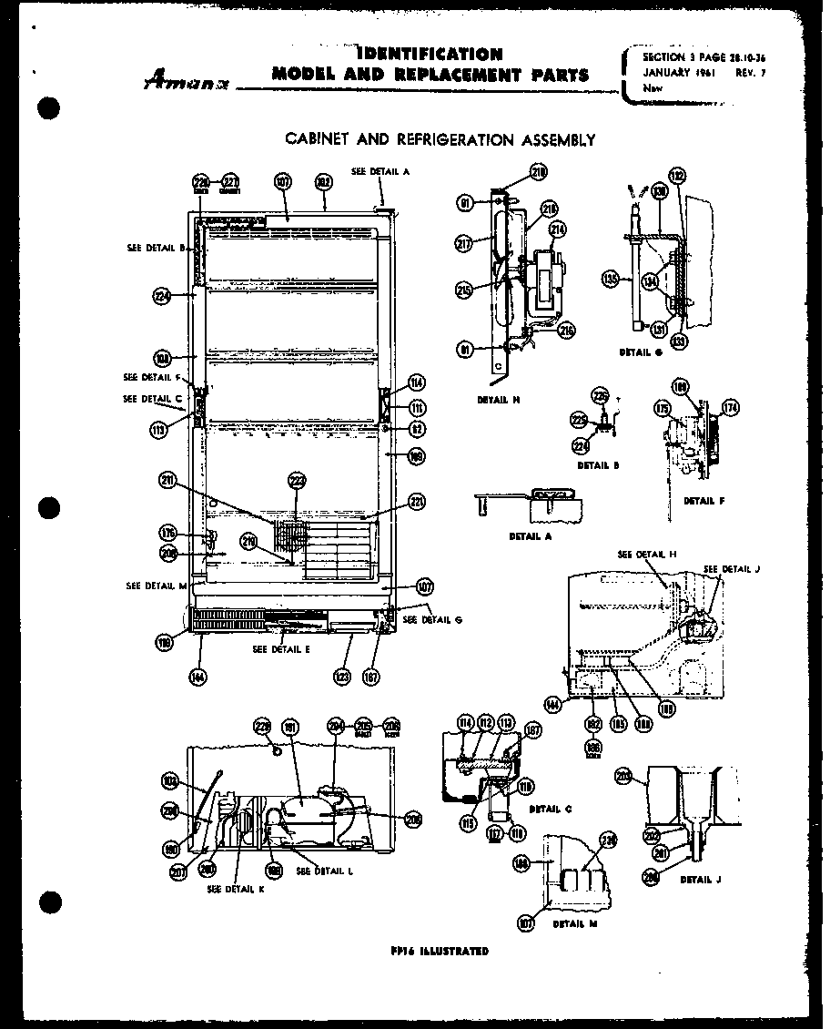 Amana 25S cabinet and refrigeration assembly (ff16) diagram