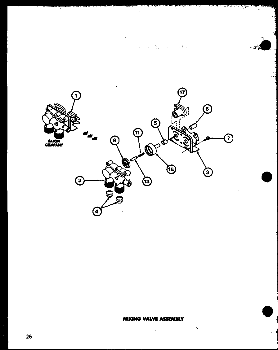 Amana LW2302/P7762112W mixing valve assembly (lw1201/p7762110w) (lw1501/p7762111w) (lw1503/p7762118w) (lw2302/p7762112w) (lw2303/p7762119w) diagram