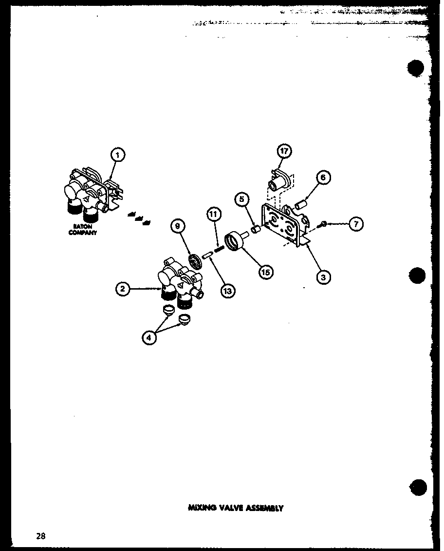 Amana LW2302/P7762112W mixing valve assembly (lw2402/p7762113w) (lw2403/p7762120w) diagram