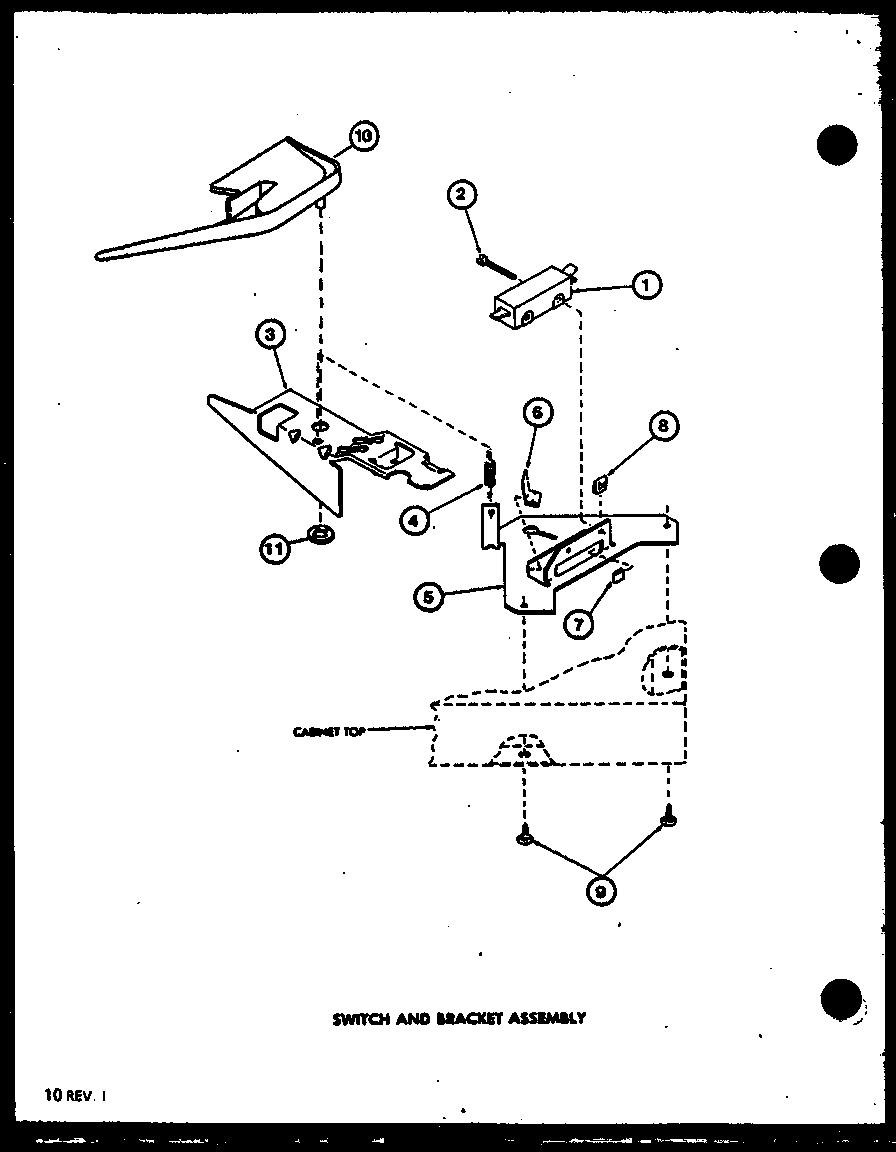 Amana LW2603/P7804714W switch and bracket assembly diagram
