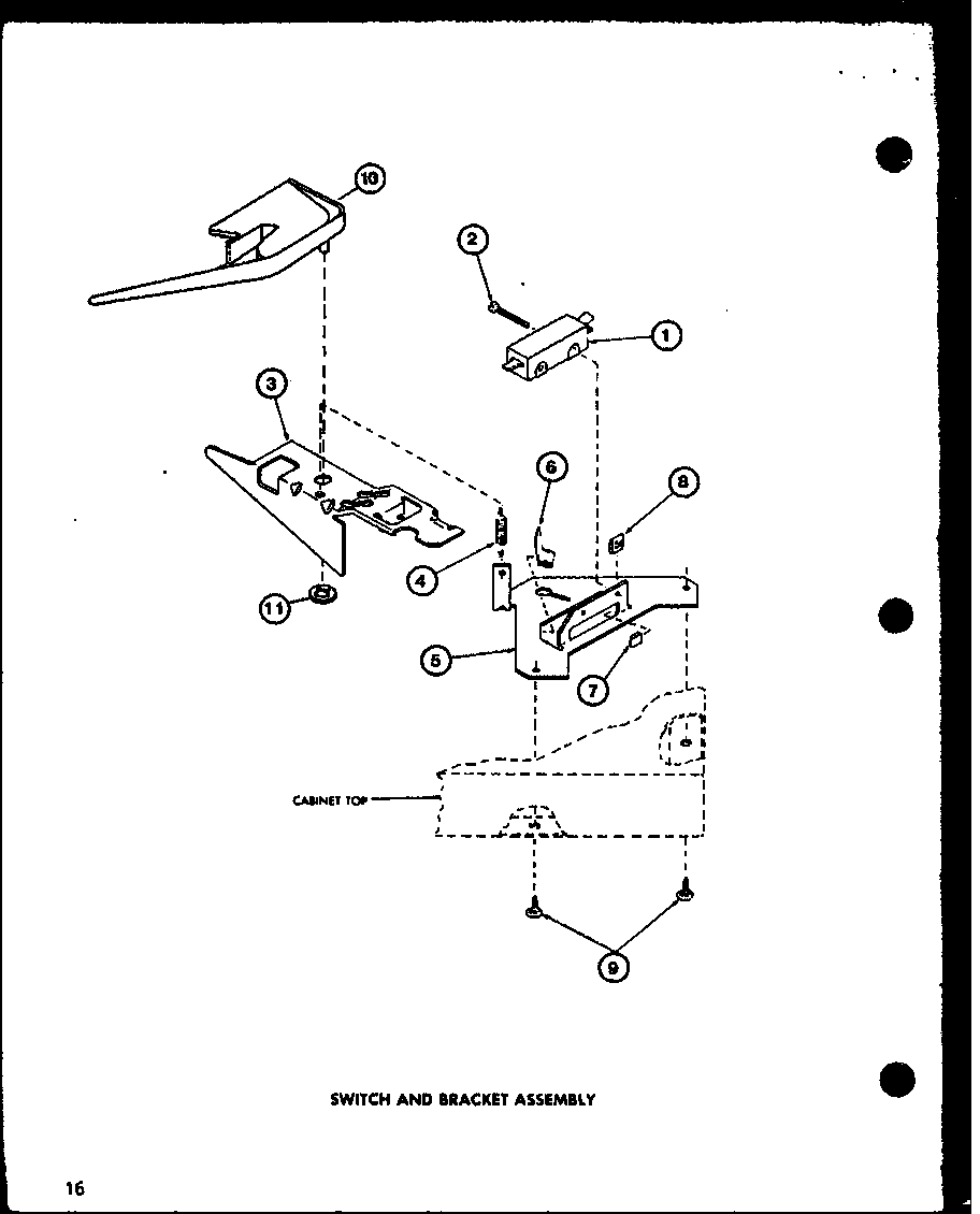 Amana LW1201/P7762121W switch and bracket assembly (lw2402/p7762126w) (lw2403/p7762127w) diagram