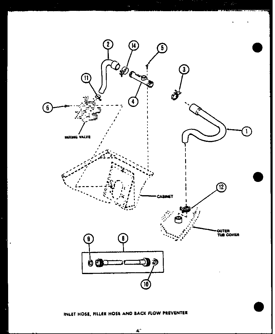 Amana LWD553W/P1122905WW inlet hose diagram
