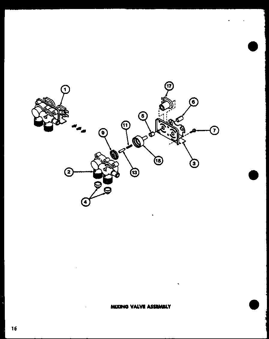 Amana LWD553W/P1122905WW mixing valve assembly diagram