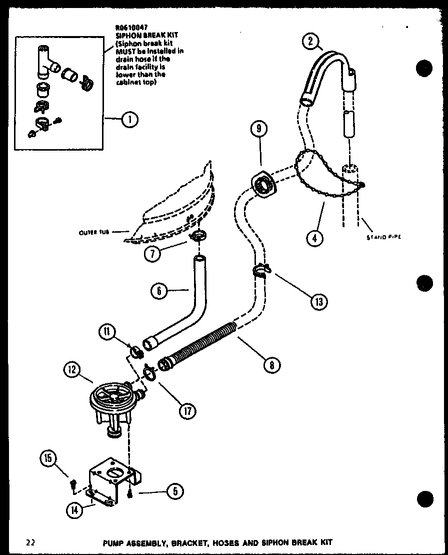 Amana LWD553W/P1122905WW pump assembly diagram