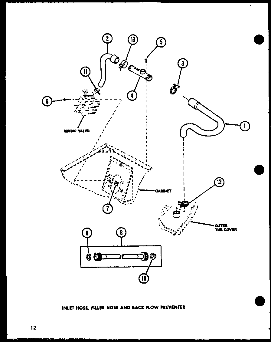 Amana CW9003W/P1122805WW inlet hose diagram