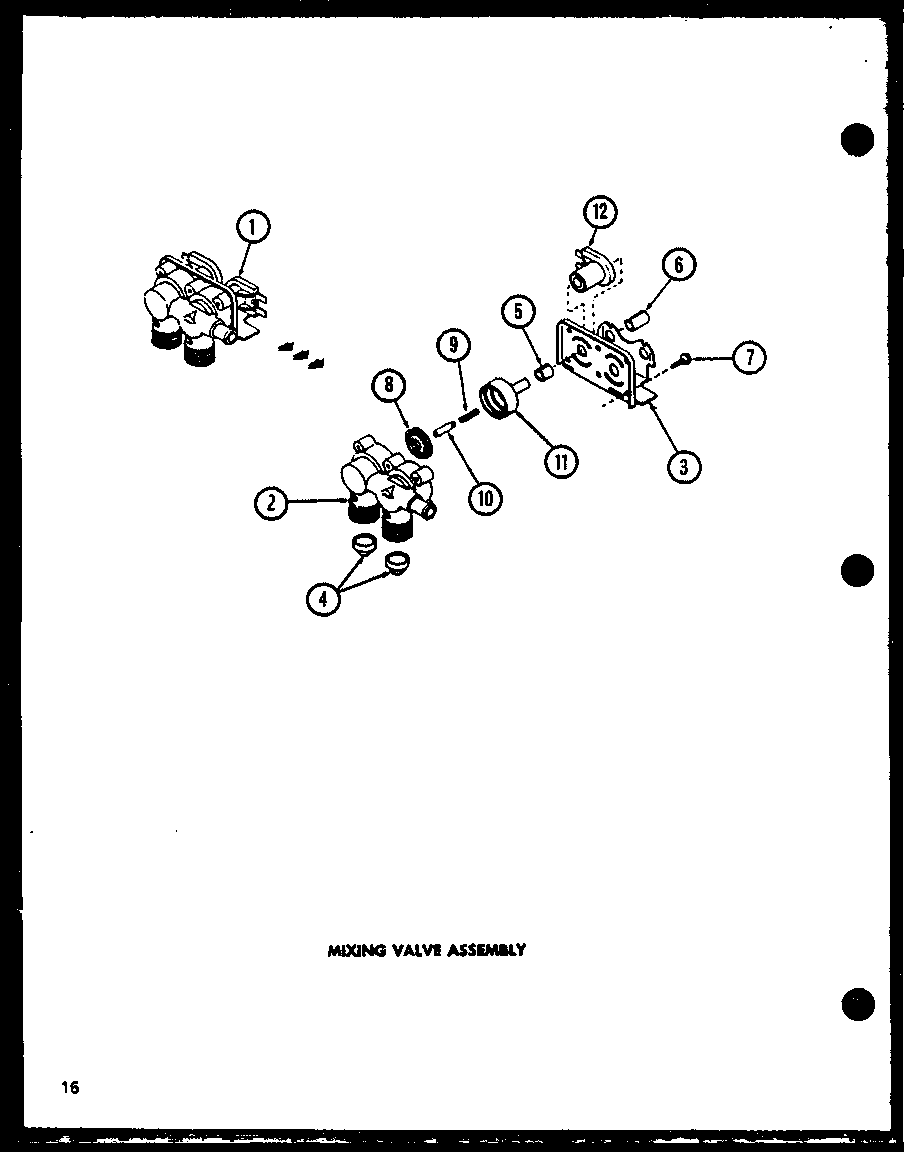 Amana CW9003W/P1122805WW mixing valve assembly diagram