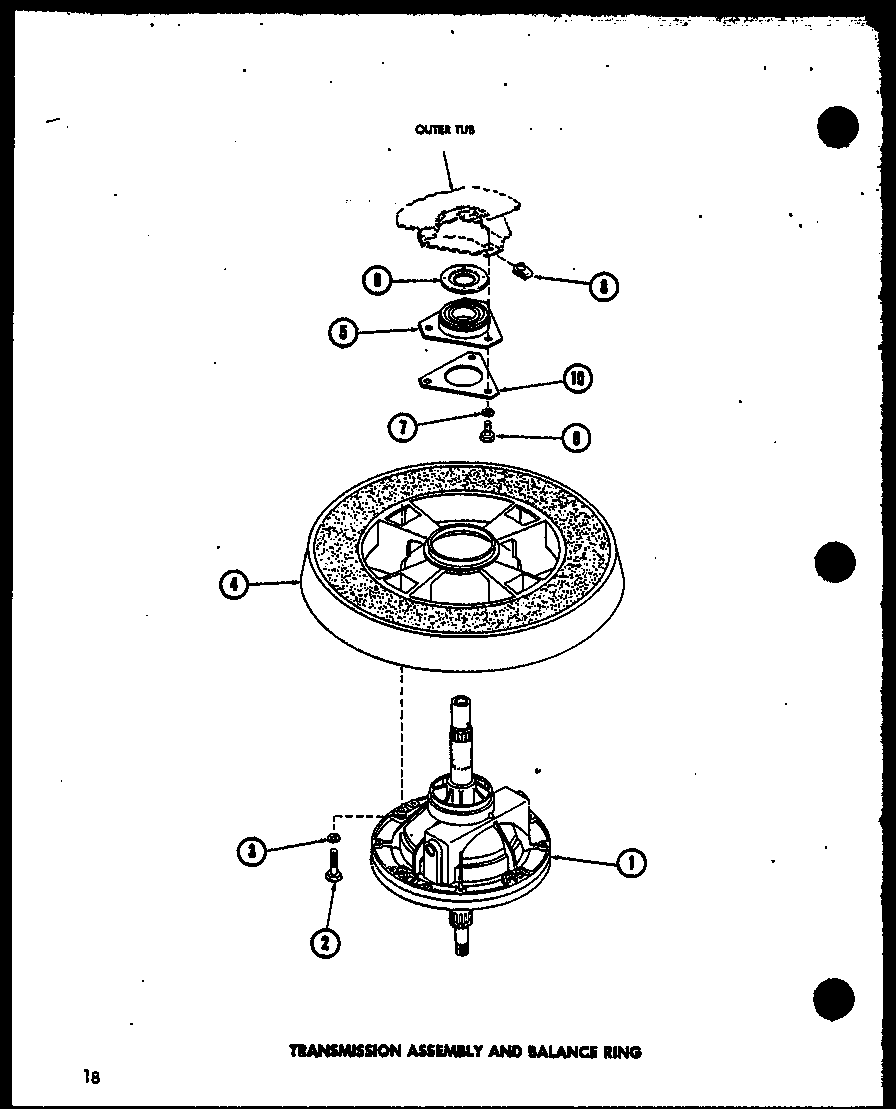 Amana TAA800/P75751-11W transmission assembly and balance ring (taa200/p75751-8w) diagram
