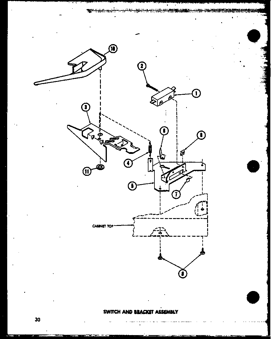 Amana TAA800/P75751-11W switch and bracket assembly (taa200/p75751-8w) diagram