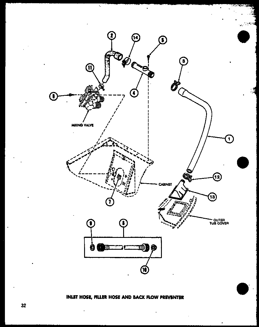 Amana TAA800/P75751-11W inlet hose (taa200/p75751-8w) diagram