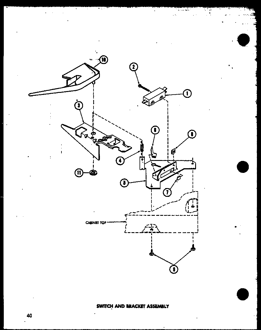 Amana TAA800/P75751-11W switch and bracket assembly (taa400/p75751-9w) (taa600/p75751-10w) (taa800/p75751-11w) diagram