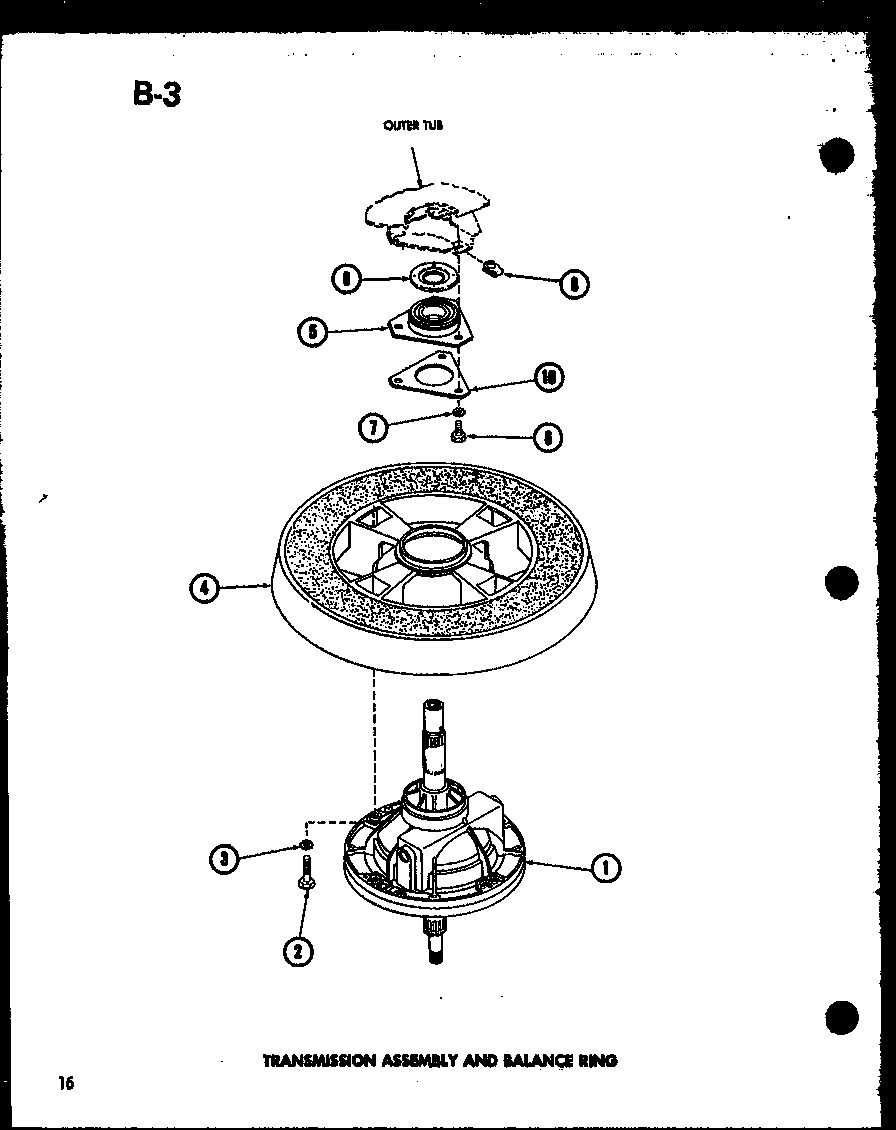 Amana TAA400/P75751-2W transmission assembly and balance ring (taa200/p75751-4w) diagram